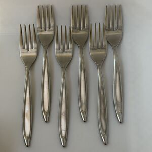 6pc INTERNATIONAL Americana Stainless Deluxe Salad Forks 6 5/8” Satin
